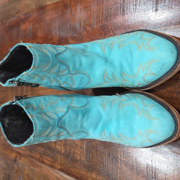 Liberty Black Katherine Nobuck Caborca Turquoise Western Ankle Cowboy Boots - Picture 2 of 9